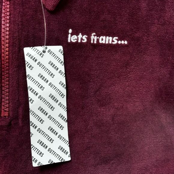 UO iets Frans… Cinzia Velour Mini Dress Women’s M Burgundy Quarter Zip - Picture 10 of 11